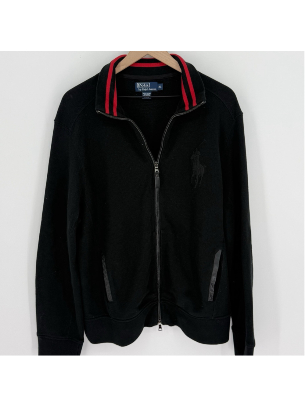 Polo Ralph Lauren VTG Big Pony Full Zip Leather Trim Elbow Patch Jacket Men’s XL